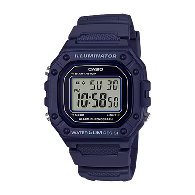 Casio W-218H-2AVDF Illuminator digital dark blue 37g lightweight 7-year battery LED 50m