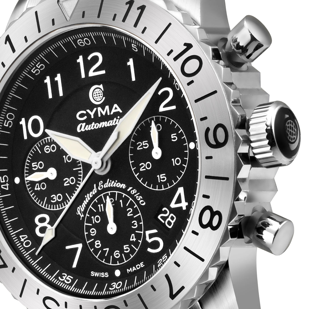 CYMA W02-00683-001 GRAND MAESTRO THE PILOT LIMITED EDITION AUTOMATIC CHRONOGRAPH MEN WATCH