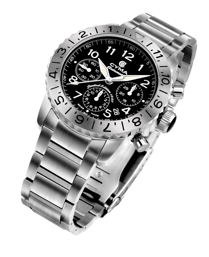 CYMA W02-00683-001 GRAND MAESTRO THE PILOT LIMITED EDITION AUTOMATIC CHRONOGRAPH MEN WATCH