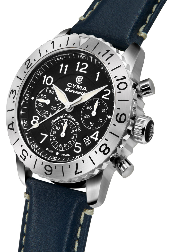 CYMA W02-00684-001BL GRAND MAESTRO THE PILOT LIMITED EDITION AUTOMATIC CHRONOGRAPH MEN WATCH