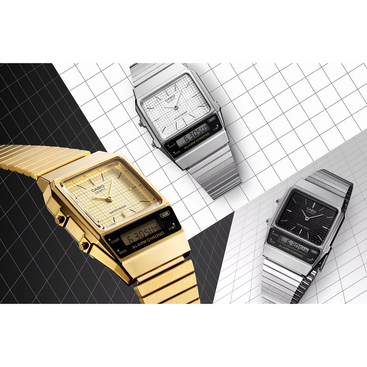 CASIO GENERAL VINTAGE AQ-800E-1ADF ANALOG-DIGITAL SILVER MEN WATCH