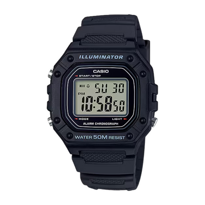Casio W-218H-1AVDF Illuminator black resin 7-year battery LED 50m