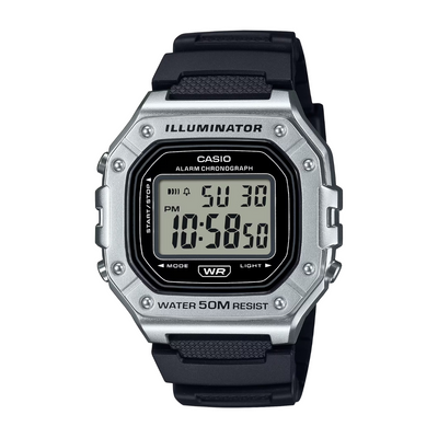 Casio W-218HM-7AVDF black white digital 7-year battery LED stopwatch alarm 50m