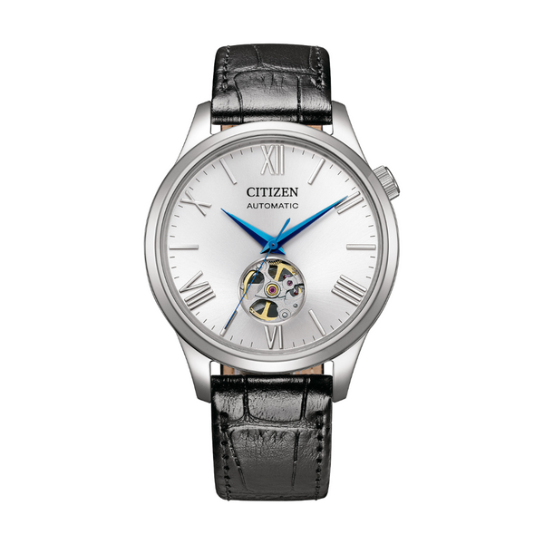CITIZEN MECHANICAL NH9138-15A BLACK LEATHER STRAP MEN WATCH