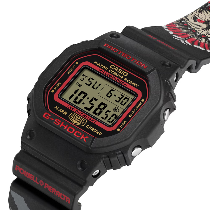 CASIO G-SHOCK DW-5600KH-1DR KELVIN HOEFLER X POWELL PERALTA COLLABORATION MODEL DIGITAL BLACK WATCH