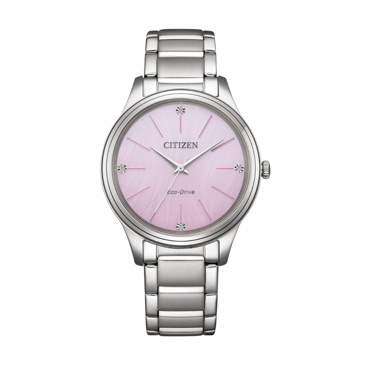 Citizen EM1220-58X Eco-Drive purple dial stainless steel women's watch