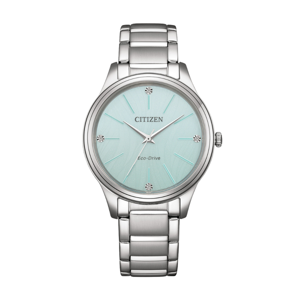 Citizen EM1220-58Y Eco-Drive light blue dial stainless steel women's watch