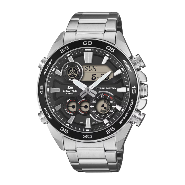 CASIO EDIFICE ERA-130D-1ADF ANALOG-DIGITAL CHRONOGRAPH BLACK STAINLESS STEEL WATCH