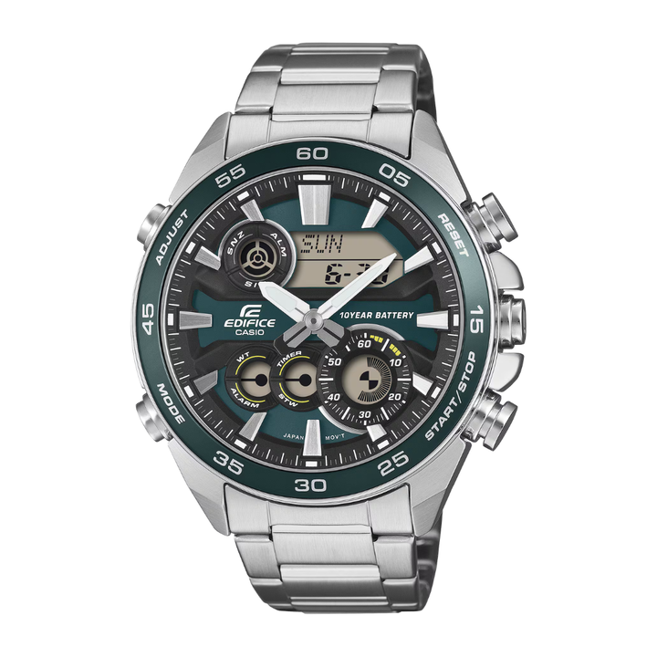 CASIO EDIFICE ERA-130D-3ADF ANALOG-DIGITAL CHRONOGRAPH GREEN STAINLESS STEEL WATCH