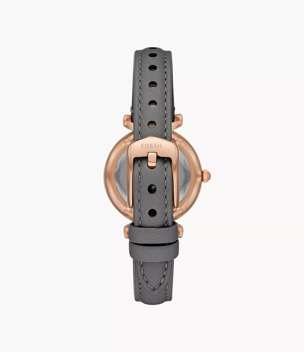 FOSSIL ES5068 CARLIE MINI THREE-HAND GRAY LEATHER WOMEN WATCH