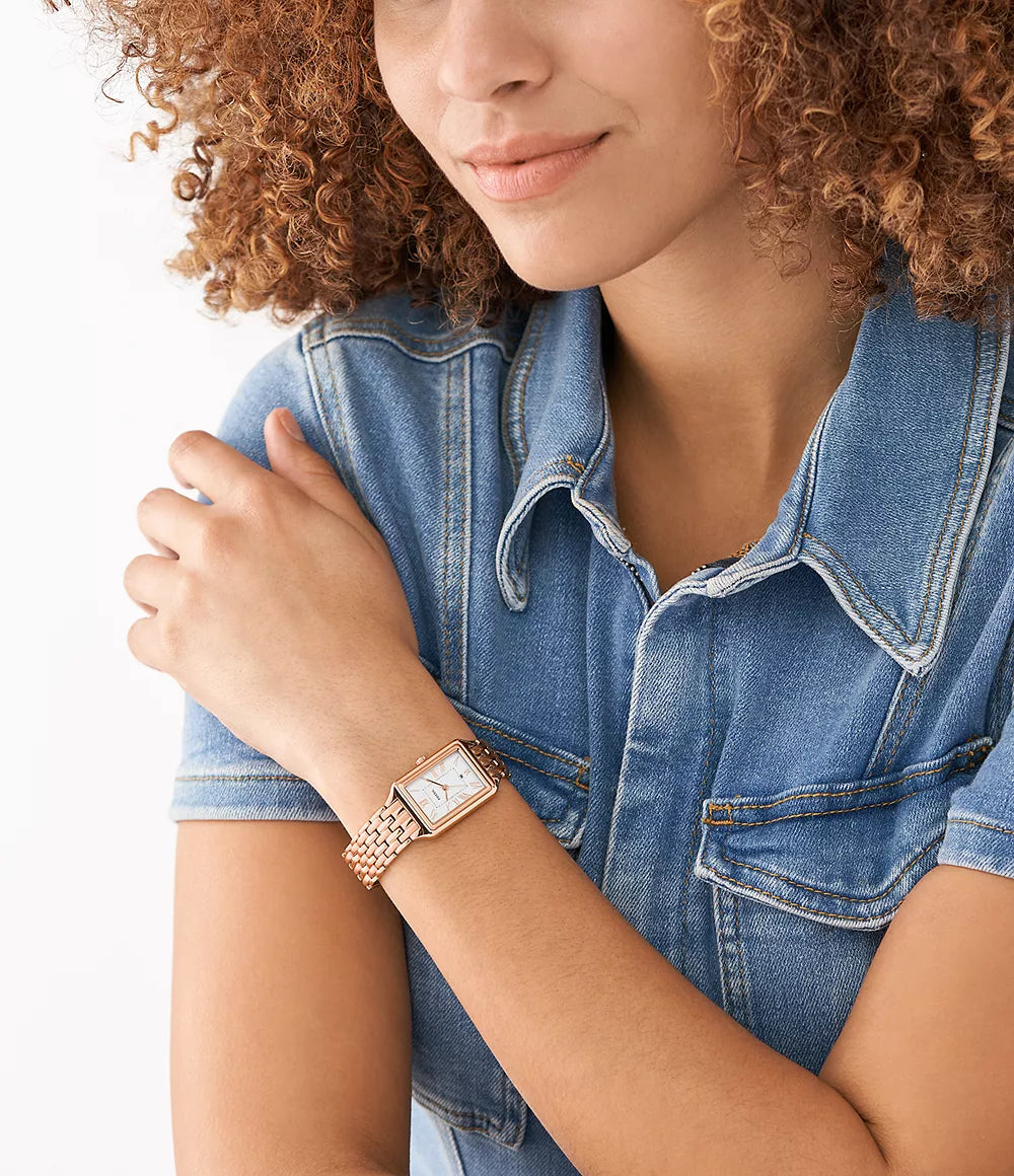 FOSSIL ES5271 RAQUEL THREE-HAND DATE ROSE GOLD-TONE STAINLESS STEEL WOMEN WATCH
