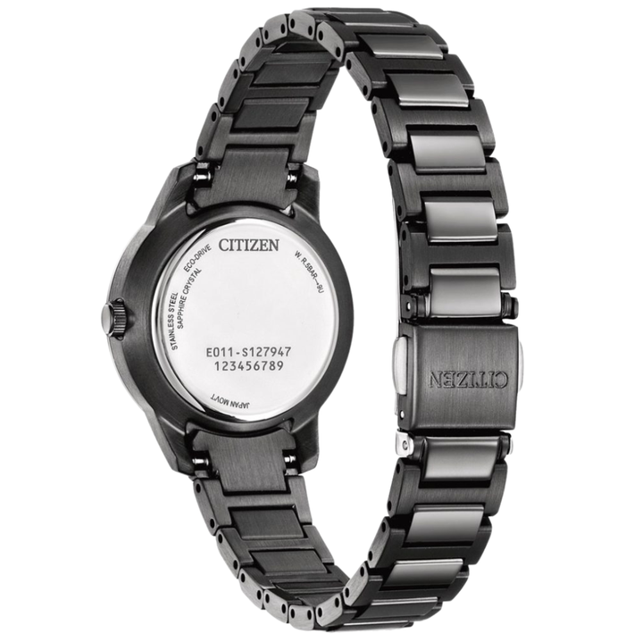 Citizen EW2595-81M Eco-Drive limited edition case back showing engraving and specifications