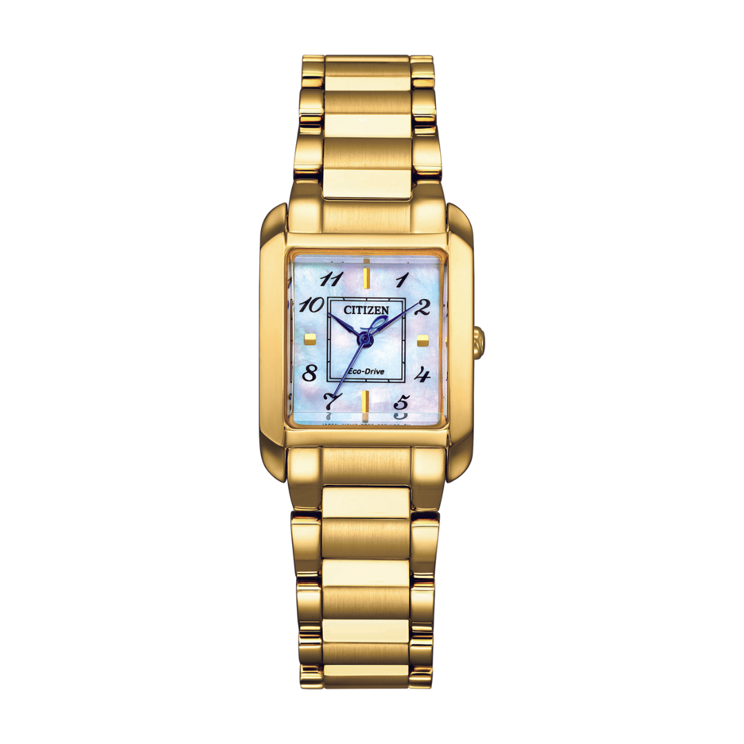 Citizen L EW5602-81D mother-of-pearl dial gold-tone Eco-Drive stainless steel 50m