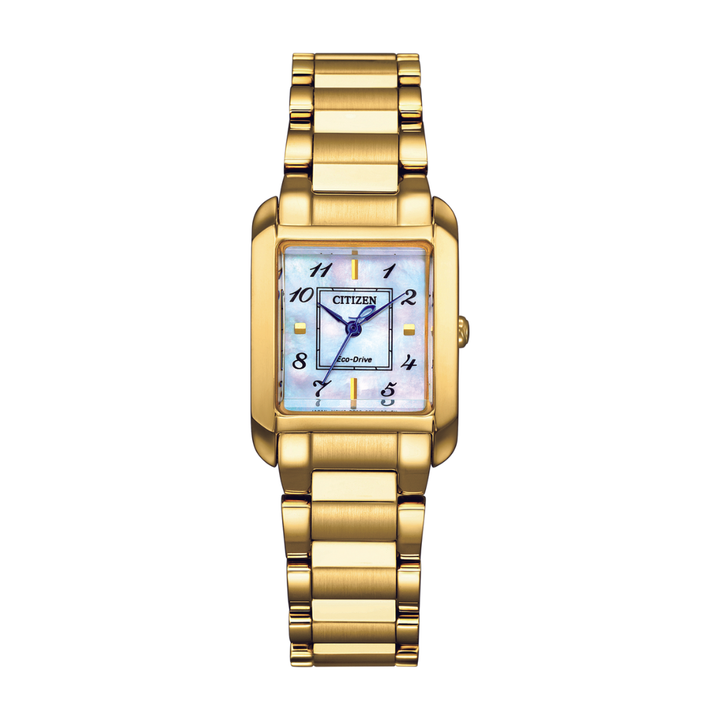 Citizen L EW5602-81D mother-of-pearl dial gold-tone Eco-Drive stainless steel 50m