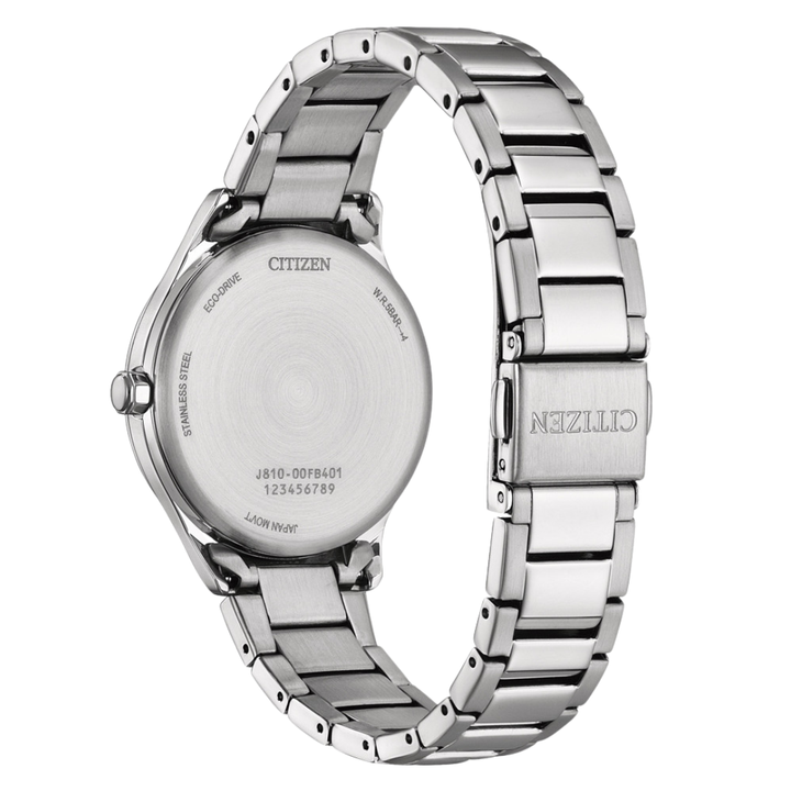 Citizen FE6121-67X Eco-Drive case back showing engraving and specifications 50M water resistant