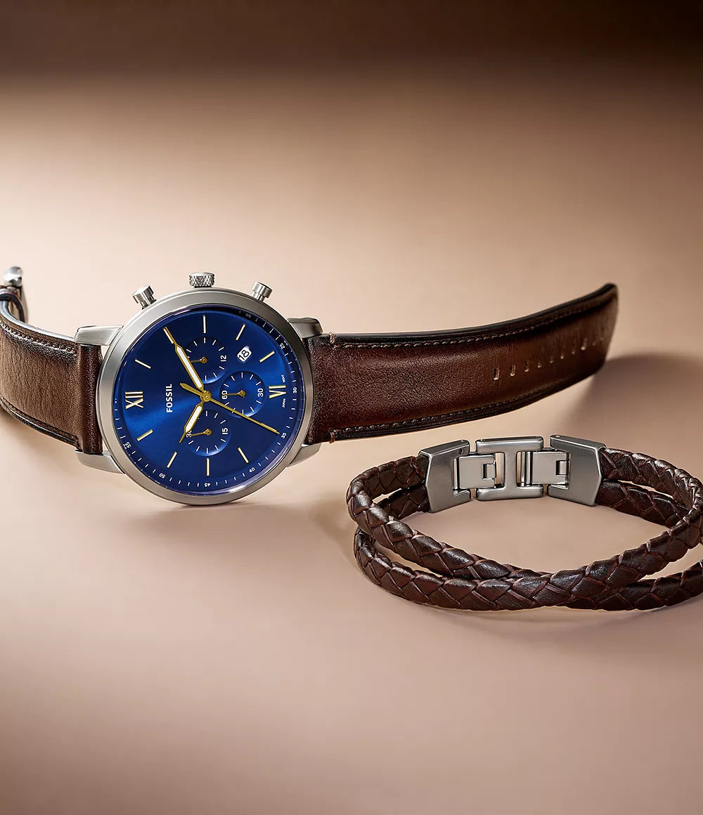 FOSSIL FS6018SET NEUTRA CHRONOGRAPH MEN WATCH AND BRACELET SET