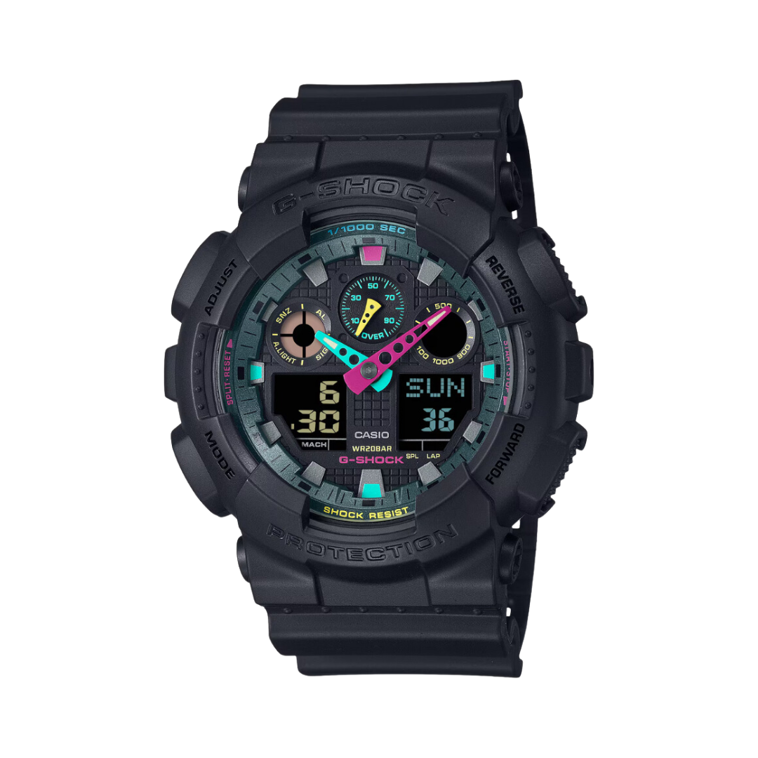 CASIO G-SHOCK GA-100MF-1ADR SPECIAL COLOR ANALOG-DIGITAL BLACK MEN WATCH