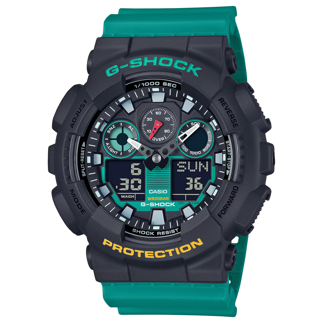 CASIO G SHOCK GA 100MT 1A3DR MIX TAPE SPECIAL COLOUR GREEN WATCH