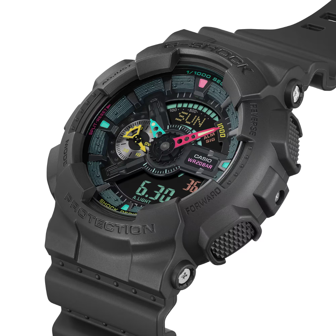 CASIO G-SHOCK GA-110MF-1ADR SPECIAL COLOR ANALOG-DIGITAL BLACK MEN WATCH