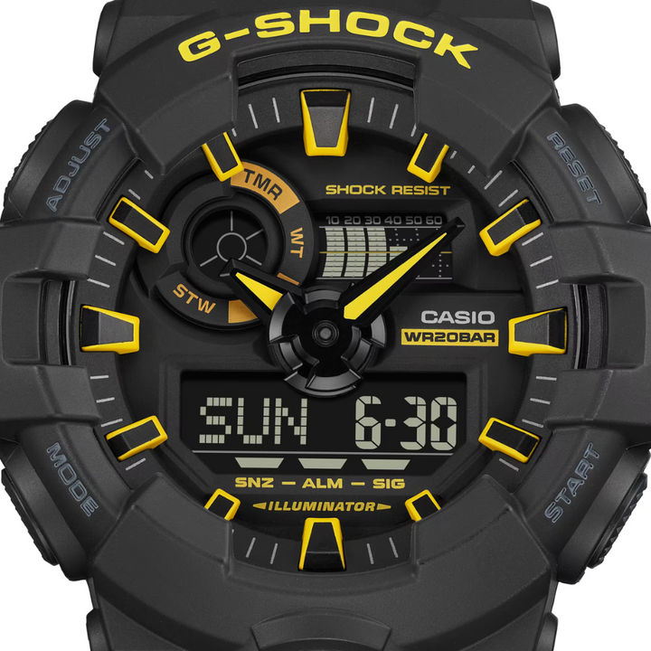 CASIO G-SHOCK GA-700CY-1ADR CAUTION YELLOW ANALOG-DIGITAL BLACK MEN WATCH