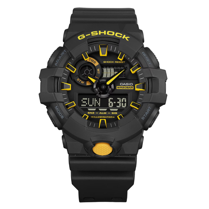 CASIO G-SHOCK GA-700CY-1ADR CAUTION YELLOW ANALOG-DIGITAL BLACK MEN WATCH