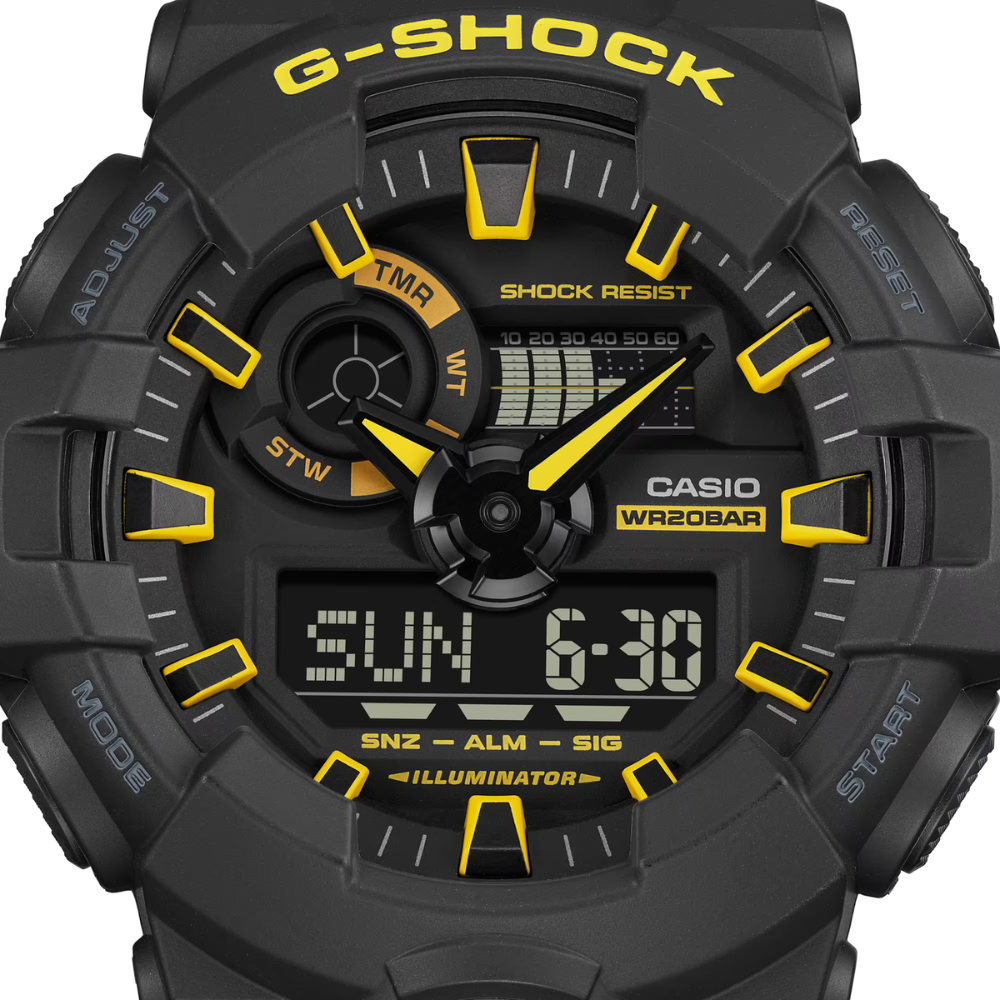 CASIO G-SHOCK GA-700CY-1ADR CAUTION YELLOW ANALOG-DIGITAL BLACK MEN WATCH
