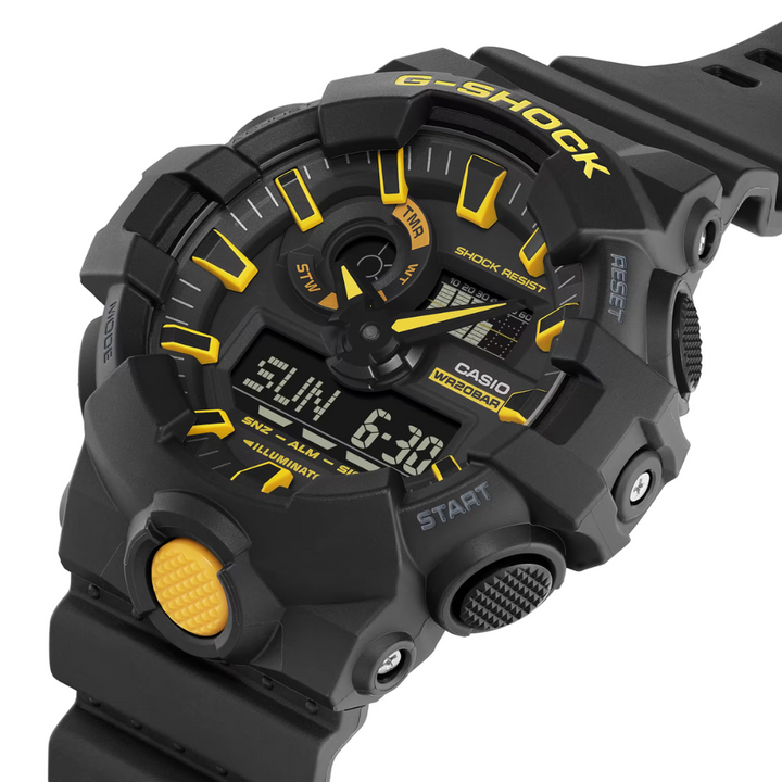 CASIO G-SHOCK GA-700CY-1ADR CAUTION YELLOW ANALOG-DIGITAL BLACK MEN WATCH