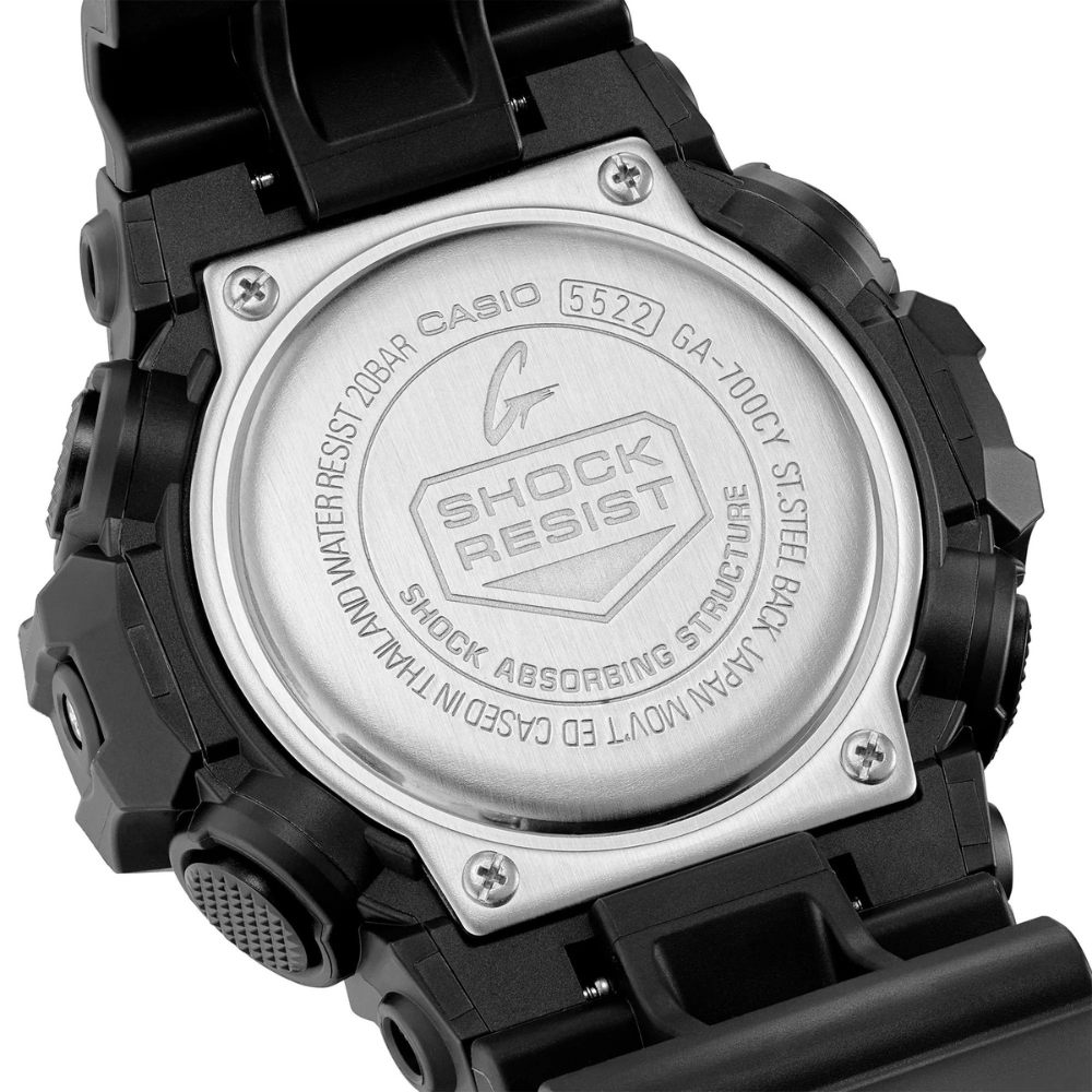 CASIO G-SHOCK GA-700CY-1ADR CAUTION YELLOW ANALOG-DIGITAL BLACK MEN WATCH