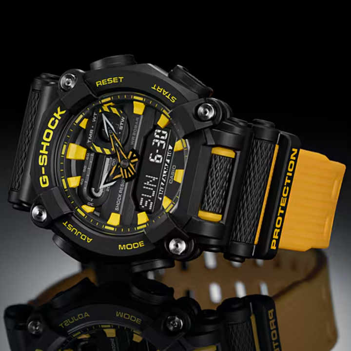 CASIO G-SHOCK GA-900A-1A9DR STANDARD ANALOG-DIGITAL BLACK AND YELLOW WATCH