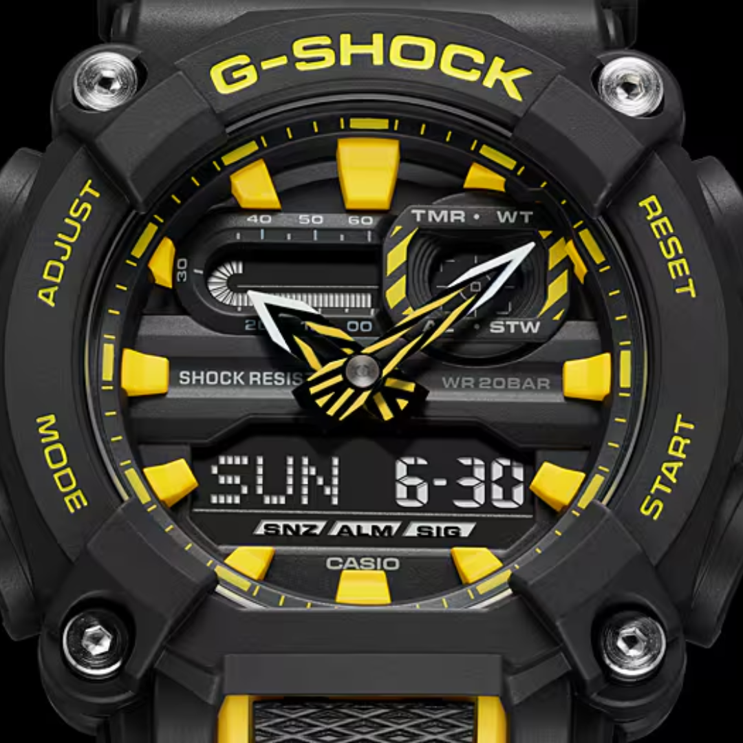 CASIO G-SHOCK GA-900A-1A9DR STANDARD ANALOG-DIGITAL BLACK AND YELLOW WATCH