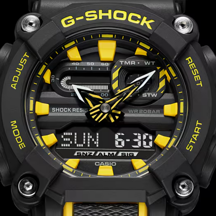 CASIO G-SHOCK GA-900A-1A9DR STANDARD ANALOG-DIGITAL BLACK AND YELLOW WATCH