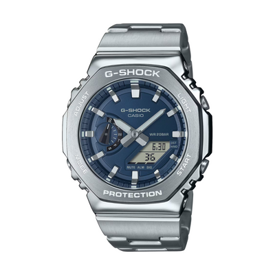 Casio G-Shock G-Steel GM-2110D-2BDR navy blue stainless steel shock resistant 200m