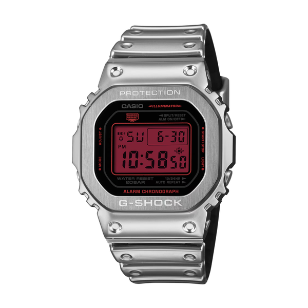 Casio G-Shock GM-5600 Original Silver Metal Red Accent Men Watch