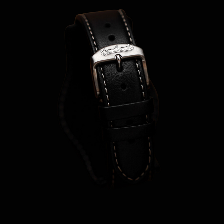 HANHART 417 ES 1954 FLYBACK PANDA 39 PIONEER H701.201-7010 CHRONOGRAPH LEATHER MEN WATCH