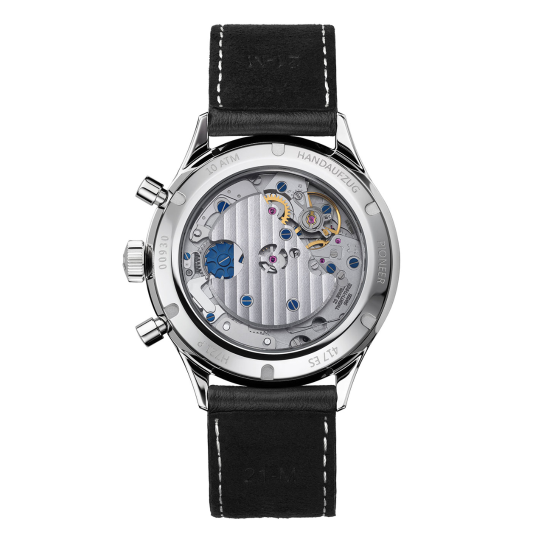HANHART 417 ES FLYBACK PANDA 42 H721.201-7010 CHRONOGRAPH LEATHER MEN WATCH