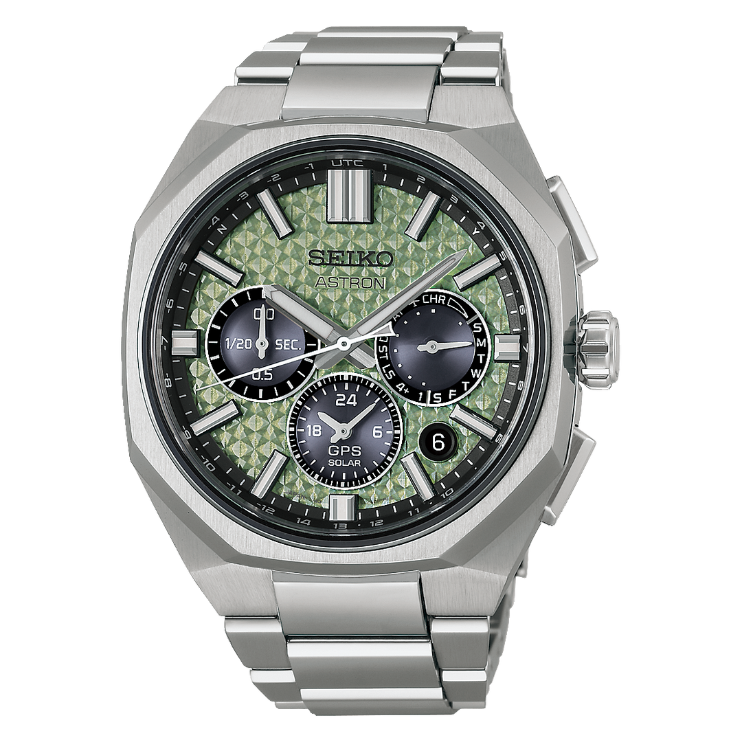 Seiko Astron HAB005J1 GPS Solar Crystal Green Dial Front View