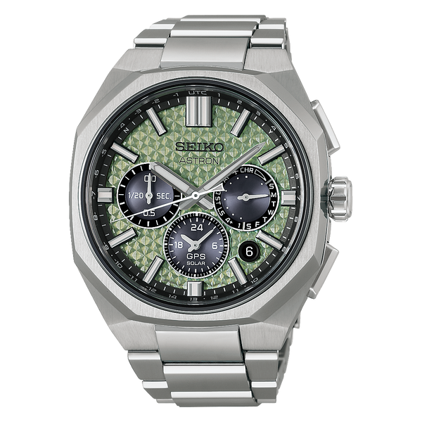 Seiko Astron HAB005J1 GPS Solar Crystal Green Dial Front View