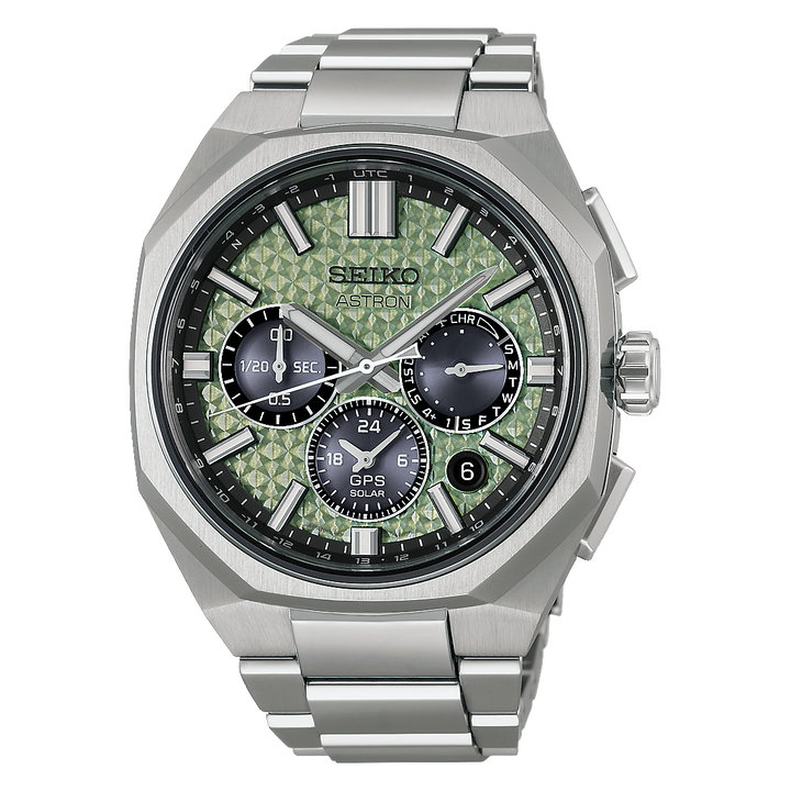 Seiko Astron HAB005J1 GPS Solar Crystal Green Dial Front View
