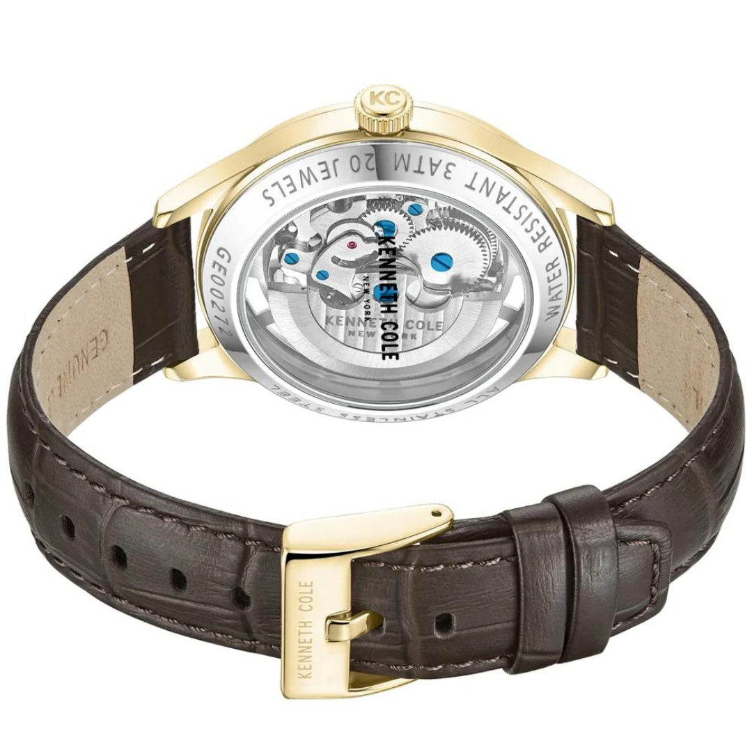KENNETH COLE KCWGE0027202 AUTOMATIC 3 HANDS BROWN LEATHER MEN WATCH