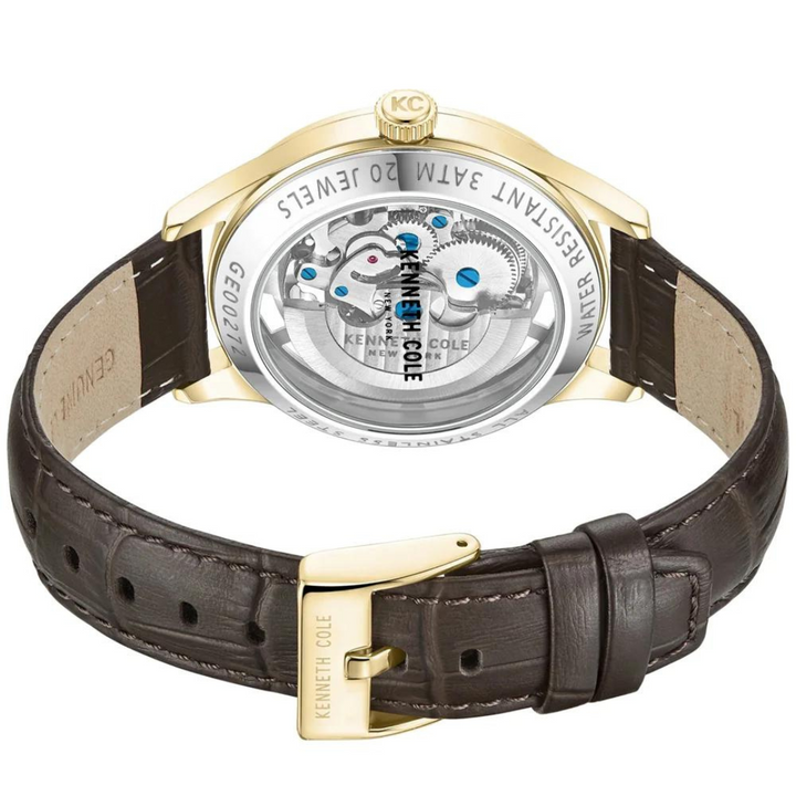 KENNETH COLE KCWGE0027202 AUTOMATIC 3 HANDS BROWN LEATHER MEN WATCH