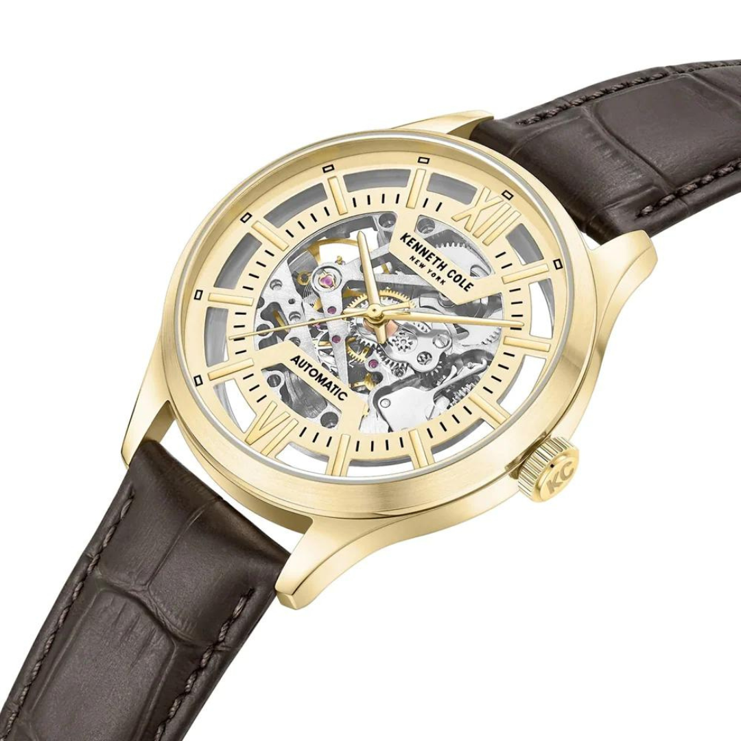 KENNETH COLE KCWGE0027202 AUTOMATIC 3 HANDS BROWN LEATHER MEN