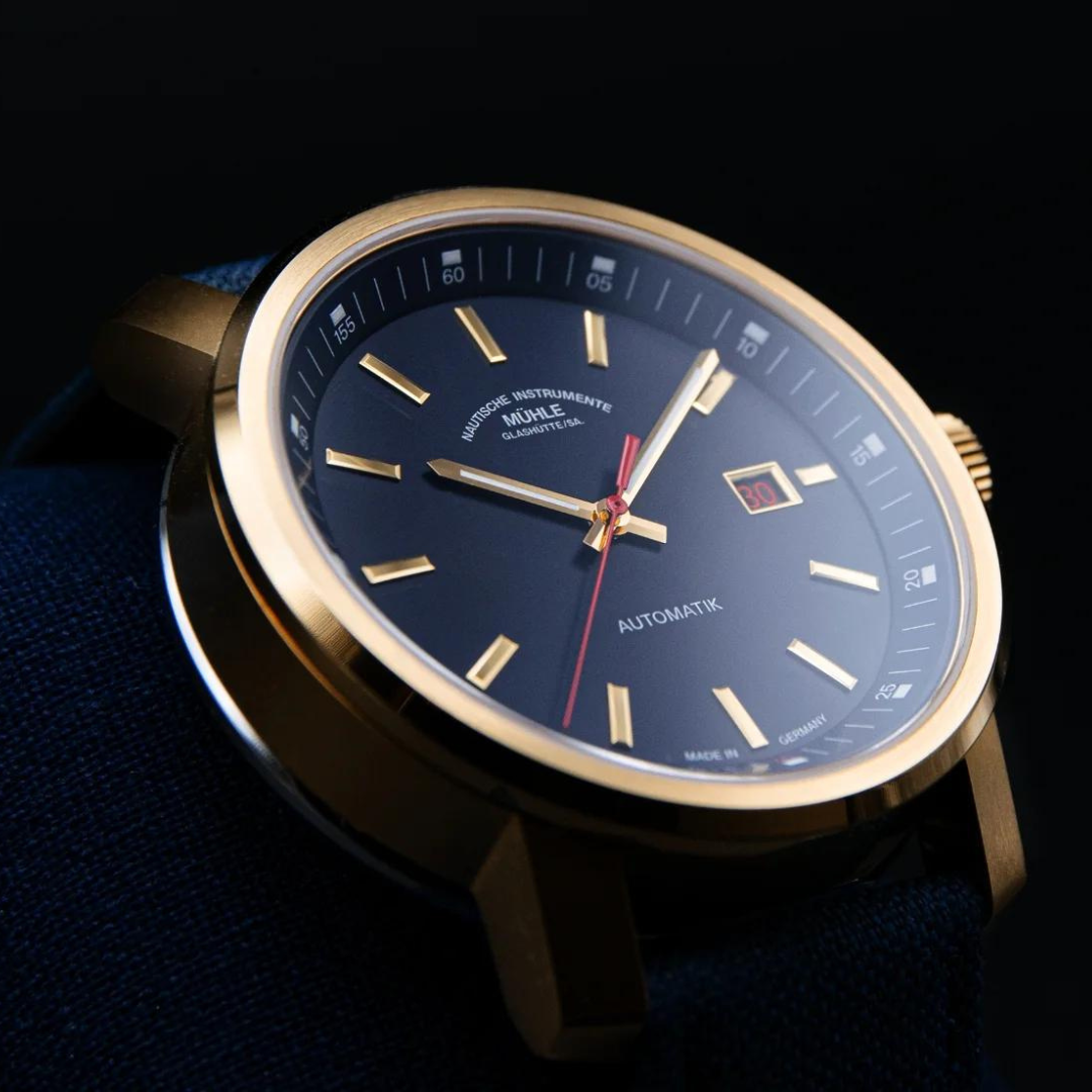 MÜHLE-GLASHÜTTE 29ER BIG BRONZE EDITION 1994 M1-25-32-1994-CB AUTOMATIC MÜHLE BLUE CANVAS STRAP MEN WATCH