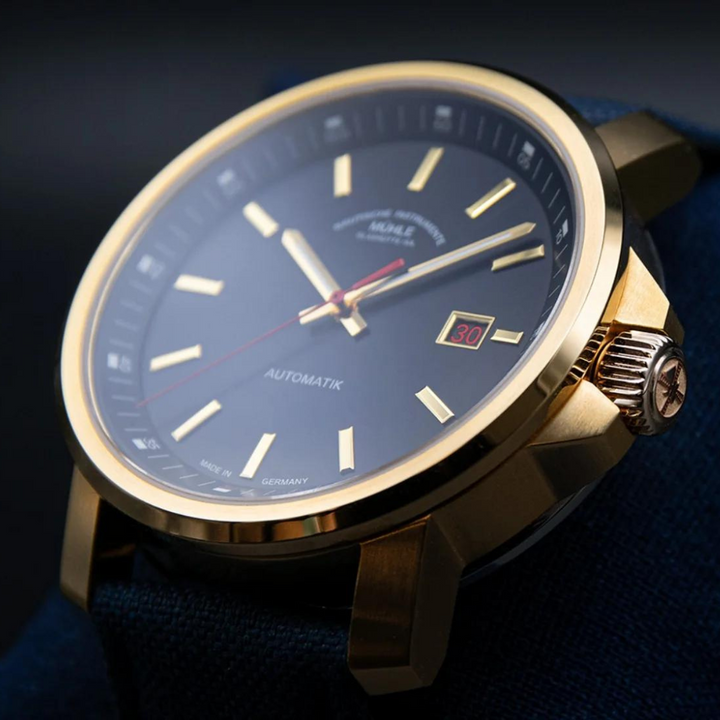 MÜHLE-GLASHÜTTE 29ER BIG BRONZE EDITION 1994 M1-25-32-1994-CB AUTOMATIC MÜHLE BLUE CANVAS STRAP MEN WATCH