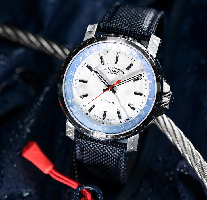 MÜHLE-GLASHÜTTE 29ER POINTER DATE M1-25-32-CB AUTOMATIC NAUTIC BLUE CANVAS STRAP MEN WATCH