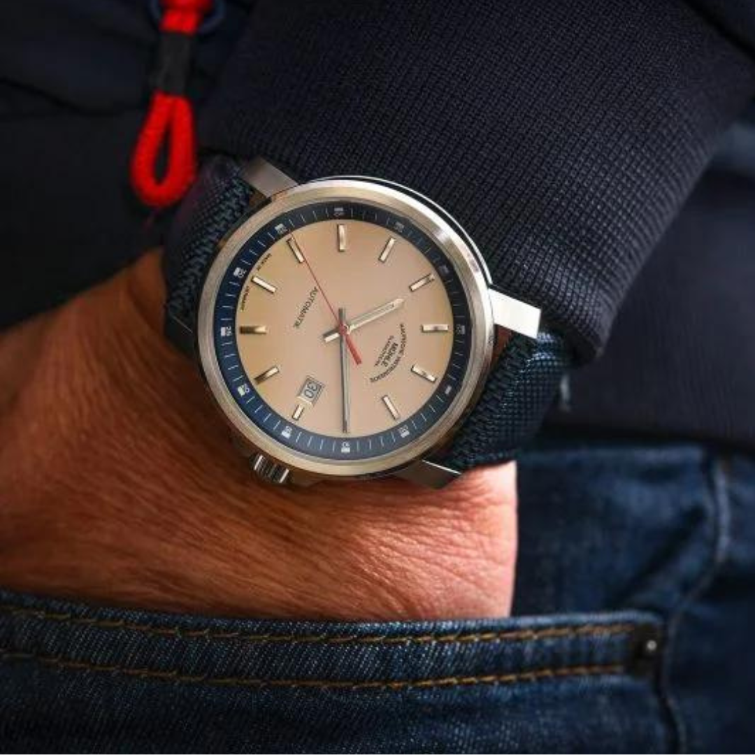 MÜHLE-GLASHÜTTE 29ER BIG M1-25-36-CB-I AUTOMATIC NAUTIC BLUE CANVAS STRAP MEN WATCH