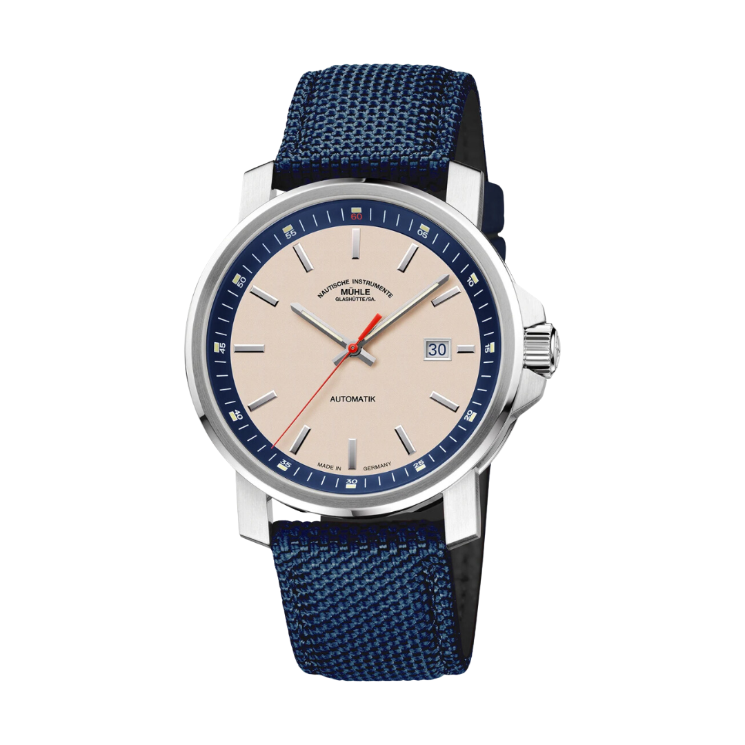 MÜHLE-GLASHÜTTE 29ER BIG M1-25-36-CB-I AUTOMATIC NAUTIC BLUE CANVAS STRAP MEN WATCH