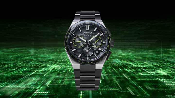 SEIKO ASTRON SSH139J1 CYBER YELLOW GPS SOLAR 5X DUAL TIME LIMITED EDITION MEN WATCH