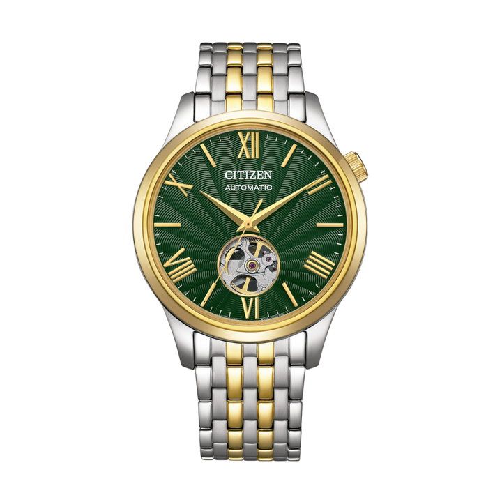 Citizen NH9134-83X automatic watch green dial two-tone case sapphire glass men's watch