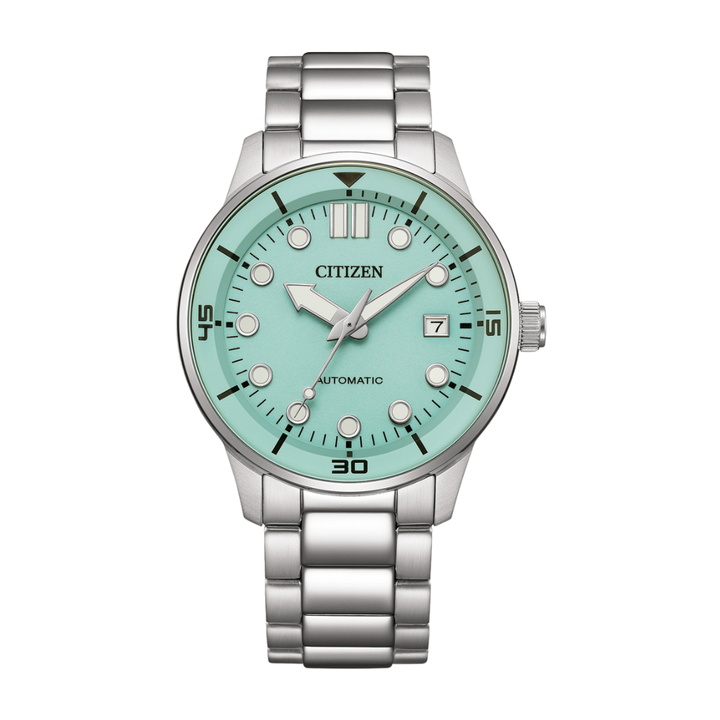 Citizen NJ0191-83M automatic watch green dial exhibition case back mineral glass men's watch