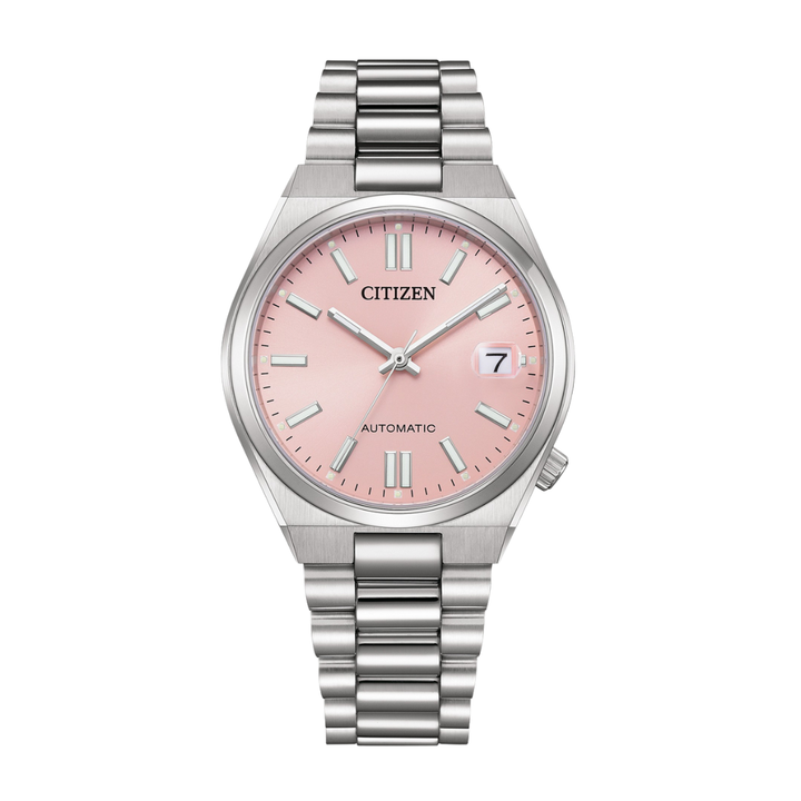 Citizen NJ0200-50Z Tsuyosa automatic pink dial sapphire glass integrated bracelet men's watch